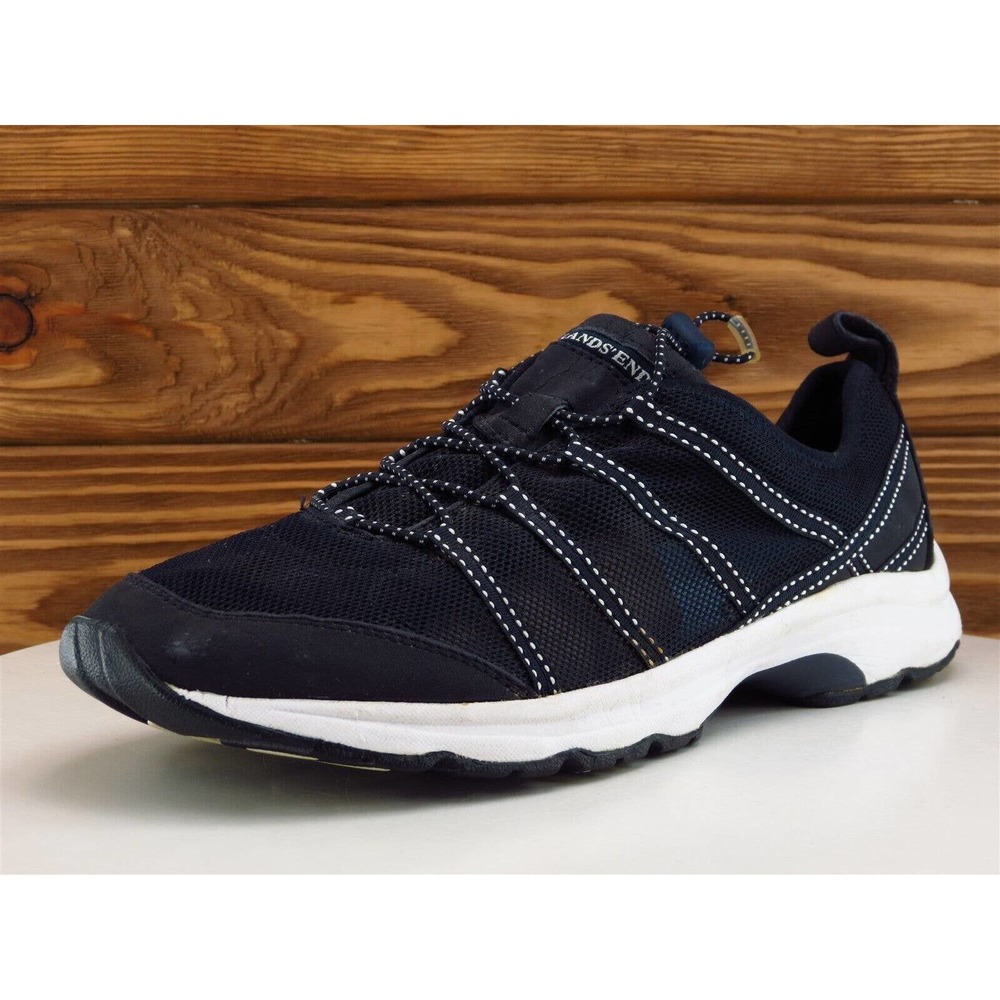 Lands' End Sz 9 Sneaker Black Fabric Men Drawstring Medium (D, M)